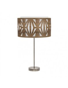 Sobremesa Alto Katerina 1xe27 Cuero/madera Oscura 61x30x30 Cm