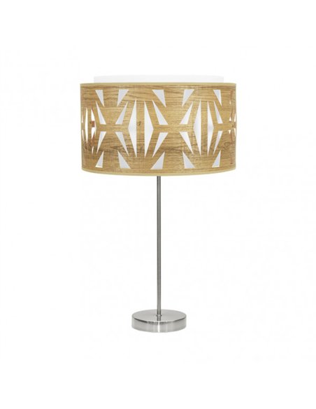 Sobremesa Alto Katerina 1xe27 Niquel/madera Clara 61x30x30 Cm