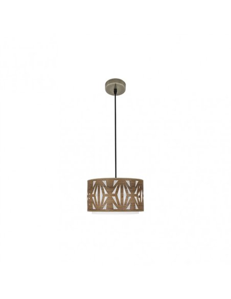 Colgante Katerina 1xe27 Cuero/madera Oscura Regx30x30 cm