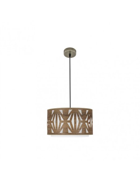 Colgante Katerina 1xe27 Cuero/madera Oscura Regx40x40 cm