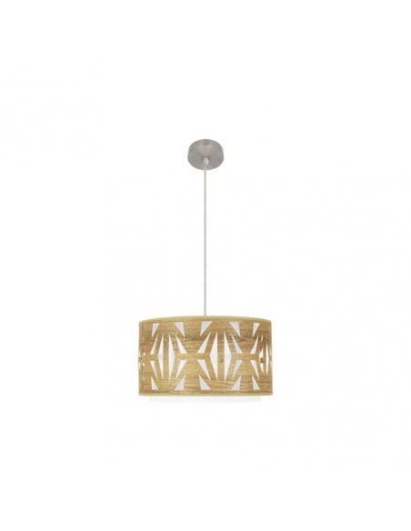 Colgante Katerina 1xe27 Niquel/madera Clara Regx40x40 cm
