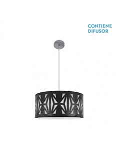 Colgante Katerina 2xe27 Cromo/Madera Negra Regx50x50 cm