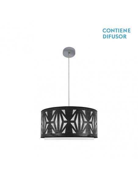 Colgante Katerina 2xe27 Cromo/Madera Negra Regx50x50 cm
