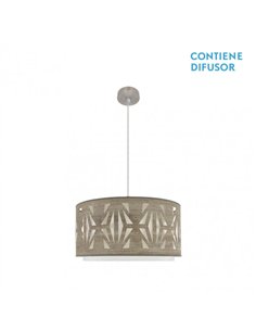 Colgante Katerina 2xe27 Niquel/madera Gris Regx50x50 cm