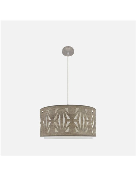 Colgante Katerina 2xe27 Niquel/madera Gris Regx50x50 cm