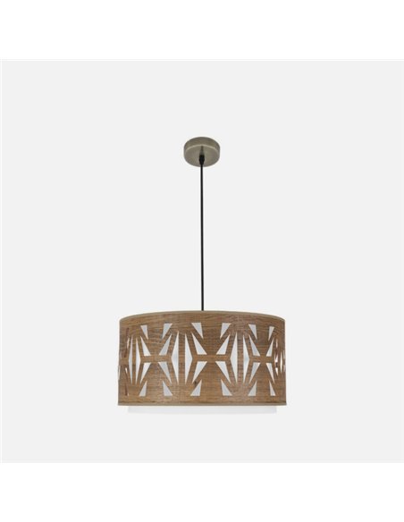 Colgante Katerina 2xe27 Cuero/madera Oscura Regx50x50 cm