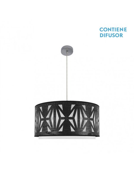 Colgante Katerina 3xe27 Cromo/madera Negra Regx60x60 cm