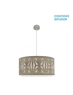 Colgante Katerina 3xe27 Niquel/madera Gris Regx60x60 cm