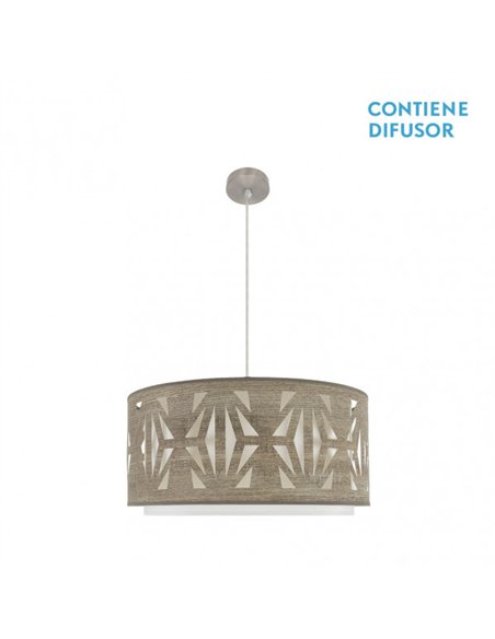 Colgante Katerina 3xe27 Niquel/madera Gris Regx60x60 cm