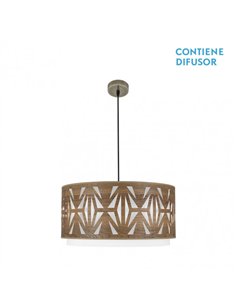 Colgante Katerina 3xe27Cuero/madera Oscura Regx60x60 cm