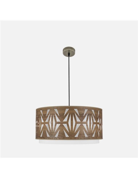 Colgante Katerina 3xe27Cuero/madera Oscura Regx60x60 cm