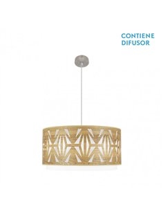 Colgante Katerina 3xe27 Niquel/madera Clara Regx60x60 cm