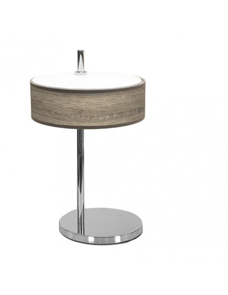 Sobremesa Haiti 1xe14 Cromo/Madera Gris 37x22x26 Cm