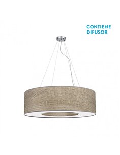 Colgante Mediano Haiti 4xe27 Cromo/Madera Gris Regx65x65 Cm