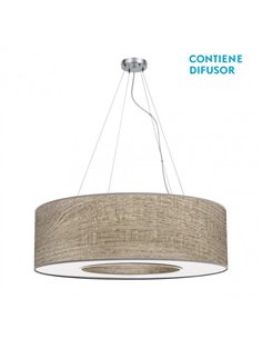 Colgante Grande Haiti 4xe27 Cromo/Madera Gris Regx80x80 Cm