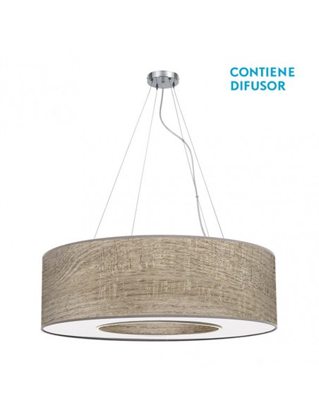 Colgante Grande Haiti 4xe27 Cromo/Madera Gris Regx80x80 Cm