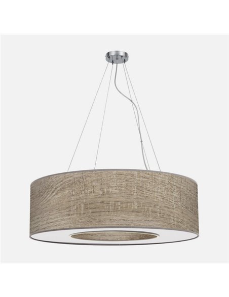 Colgante Grande Haiti 4xe27 Cromo/Madera Gris Regx80x80 Cm