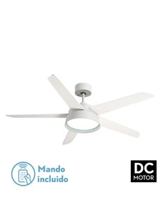 Ventilador 25w Dc Blanco Lebeche 5 Aspas Rev.  Blanca/haya 6 Vel. 3000-4000-6000k 132d Remoto