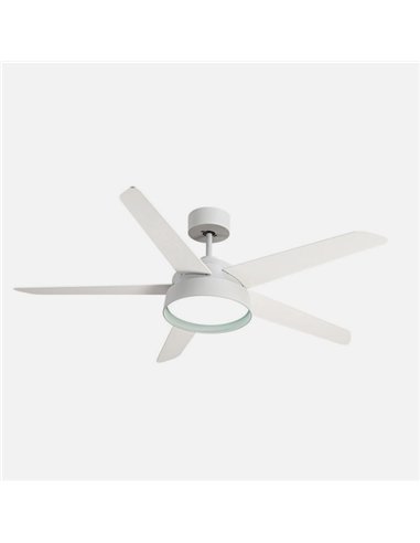Ventilador 25w Dc Blanco Lebeche 5 Aspas Rev.  Blanca/haya 6 Vel. 3000-4000-6000k 132d Remoto,memoria Y Temporizador