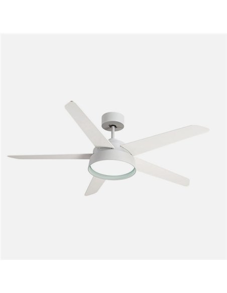 Ventilador 25w Dc Blanco Lebeche 5 Aspas Rev.  Blanca/haya 6 Vel. 3000-4000-6000k 132d Remoto,memoria Y Temporizador