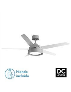 Ventilador 25w Dc Gris Lebeche 5 Aspas Rev.  Blanca/haya 6 Vel. 3000-4000-6000k 132d Remoto