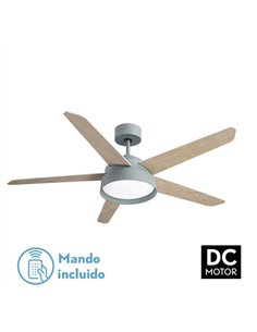 Ventilador 25w Dc Verde Lebeche 5 Aspas Rev.  Blanca/haya 6 Vel. 3000-4000-6000k 132d Remoto