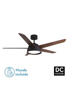 Ventilador 25w Dc Marron Lebeche 5 Aspas Rev. Nogal/roble 6 Vel. 3000-4000-6000k 132d Remoto
