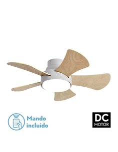 Ventilador 25w Dc Blanco Gregario 5 Aspas Rev.  Blanca/haya 6 Vel. 3000-4000-6000k 82D Remoto