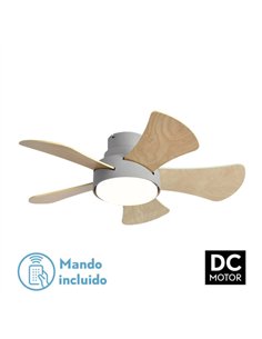 Ventilador 25w Dc Gris Gregario 5 Aspas Rev.  Blanca/haya 6 Vel.3000-4000-6000k 82D Remoto