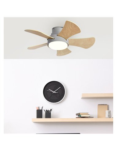 Ventilador 25w Dc Gris Gregario 5 Aspas Rev.  Blanca/haya 6 Vel.3000-4000-6000k 82D Remoto,memoria y Temporizador
