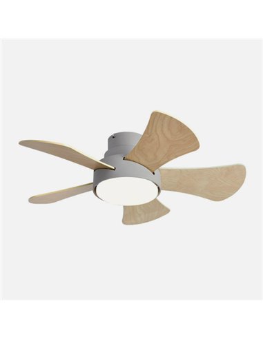 Ventilador 25w Dc Gris Gregario 5 Aspas Rev.  Blanca/haya 6 Vel.3000-4000-6000k 82D Remoto,memoria y Temporizador