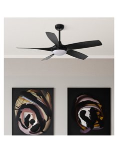 Ventilador DC 24w Galleo Negro 5 Aspas 137d 2400Lm 6 velocidades 3000-4000-6500k C/remoto 2