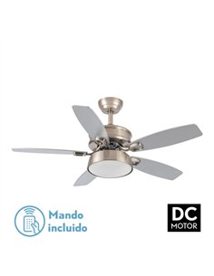 Ventilador 30w Dc Braw Niquel 5 Aspas Plata/haya  6 Vel. 3 Colores 106
