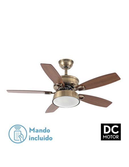 Ventilador 30w Dc Braw Cuero 5 Aspas Nogal/roble  6 Vel. 3 Colores 106