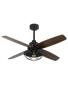 Ventilador Dc Aquilo Negro 1xe27 4Asp Roble 6Veloc C/Remoto Y Temporizador 44 2