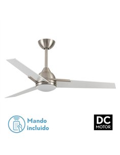 Ventilador 22w Dc Argestes Niquel 3 Aspas Blancas  6Velocidades 3Colores 2180lm 132D C/remoto