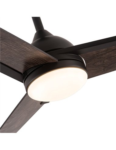 Ventilador 22w Dc Argestes Negro 3 Aspas Gris  6Velocidades 3Colores 2180lm 132D C/remoto, Memoria Y Temporizador