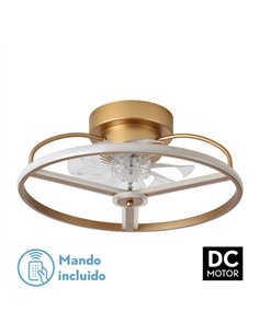 Ventilador 60w Dc Bora Dorado 8 Aspas Transp.21x50x50cm 6 Vel. 3 Colores C/remoto