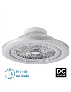 Ventilador 72w Dc Mato Niquel 5Aspas Transp. 22x58x58cm 6 Vel. 3 Colores C/remoto