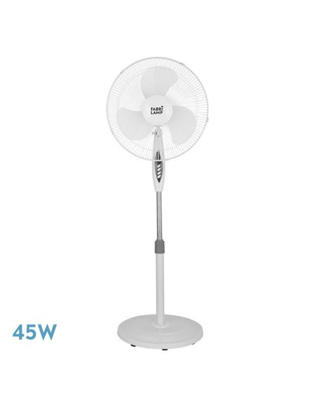 Ventilador De Pie Bise Blanc 3 Vel 45w Regx43x40cm Oscilante 3 Aspas Blancas C/remoto Y Temporizador