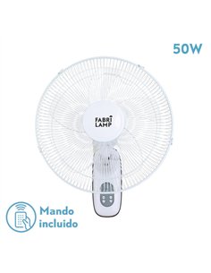 Ventilador Pared Cuta Blanco 3Vel. 50w C/remoto  Oscilante 5 Aspas Transp. Temporizador 53x43x30 Cm