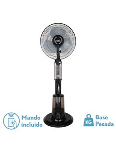 Ventilador De Pie Tromba Negro 3 Vel 80w Nebulizador  Tanque De Agua 3L C/remoto Y Temporizador 120x45x40 Cm