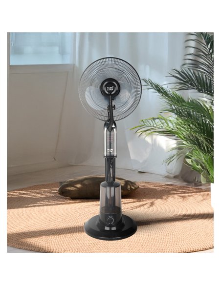 Ventilador De Pie Tromba Negro 3 Vel 80w Nebulizador  Tanque De Agua 3L C/remoto Y Temporizador 120x45x40 Cm