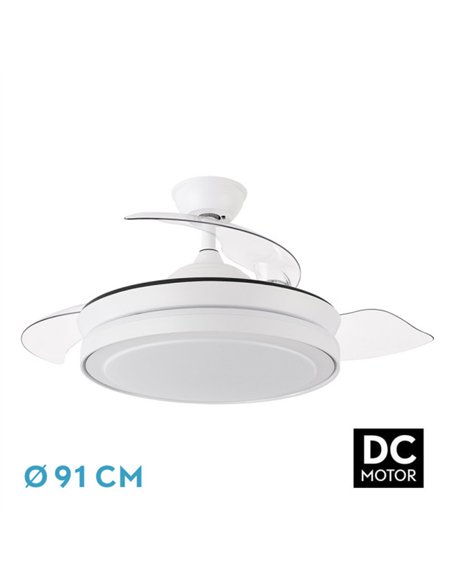 Ventilador Dc Esparta Mini Blanco 72w 6120lm 3asp.desp 91d 3000-4000-6000k Remoto+temporizador+memoria