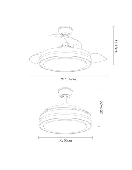 Ventilador Dc Esparta Mini Blanco 72w 6120lm 3asp.desp 91d 3000-4000-6000k Remoto+temporizador+memoria