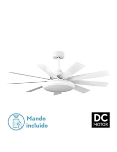 Ventilador Dc Pireo 36w Blanco 9 Aspas Blanca/haya  6 Vel 3000k