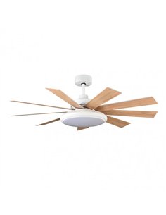 Ventilador Dc Pireo 36w Blanco 9 Aspas Blanca/haya  6 Vel 3000k 2