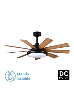 Ventilador DC Pireo 36w Negro 9 Aspas Roble/haya  6 Vel 3000k