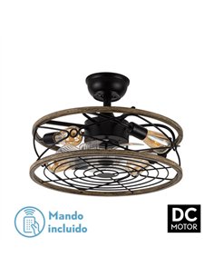 Ventilador DC 4xe27 Arcadia Negro 8 Aspas Transparentes 31/40x50x50cm 6 Velocidades C/remoto Y Temporizador