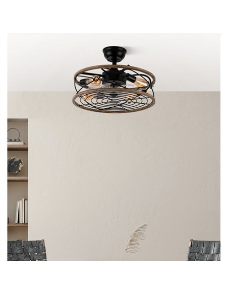 Ventilador DC 4xe27 Arcadia Negro 8 Aspas Transparentes 31/40x50x50cm 6 Velocidades C/remoto Y Temporizador